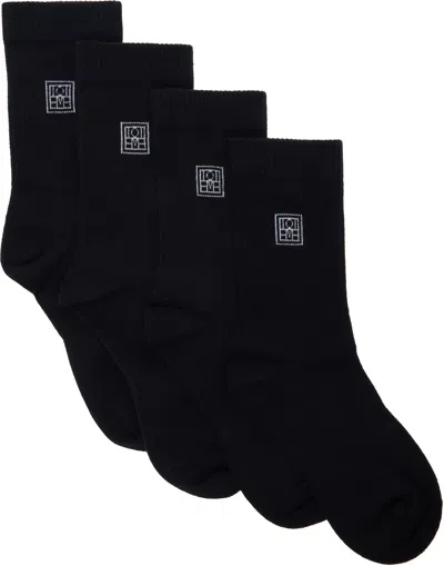 TOTÊME TWO-PACK BLACK MONOGRAM SOCKS
