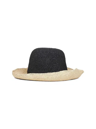 Totême Two-tone Paper Straw Bucket Hat In Black