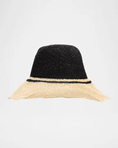 Totême Two-tone Paper Straw Hat In Black