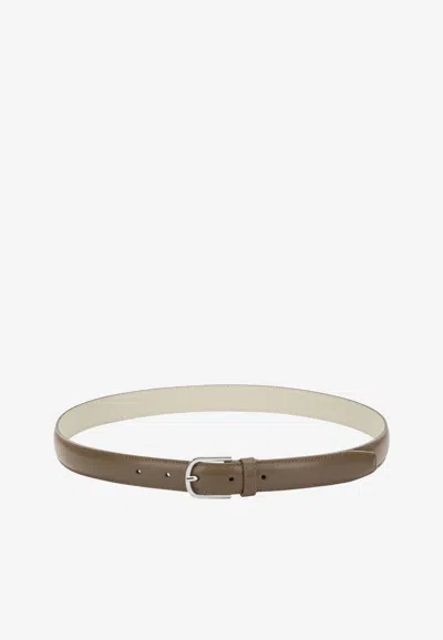 Totême Two-tone Slim Leather Belt In Brown