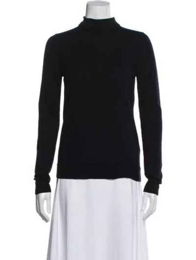 Pre-owned Totême Two-tone Turtleneck Knit Wool Sweater In Blue