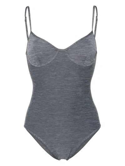 Totême Underwire-cup Mélange Swimsuit In Grey