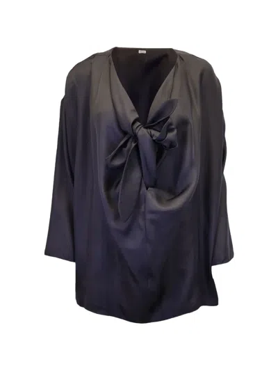 Pre-owned Totême V-neck Bow-detail Top In Black