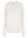 Totême Toteme Women Ecru Cashmere V-neck Sweater In White