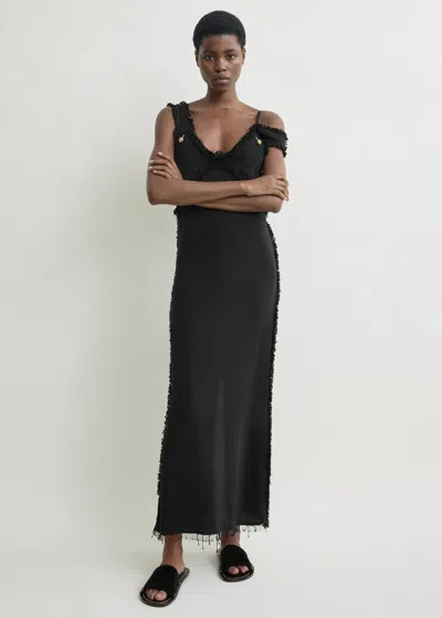 Totême V-neck Raw Slip Dress Black
