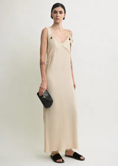 Totême V-neck Raw Slip Dress Stone In Neutral