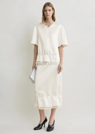 Totême V-neck Satin Pullover White