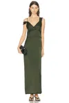 Totême V Neck Slip Dress In Green
