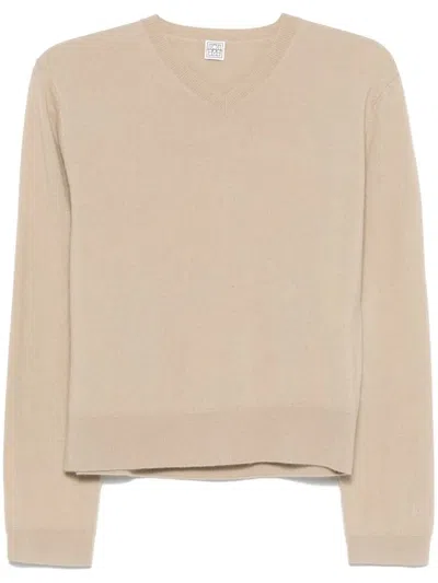 Totême Toteme V-neck Sweater In Neutral