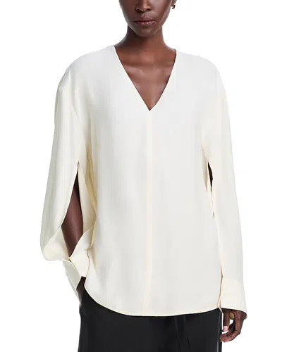 Totême V Neck Twill Blouse In White