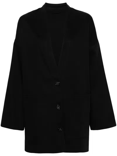 Totême Toteme Oversized Cotton Cardigan In Black