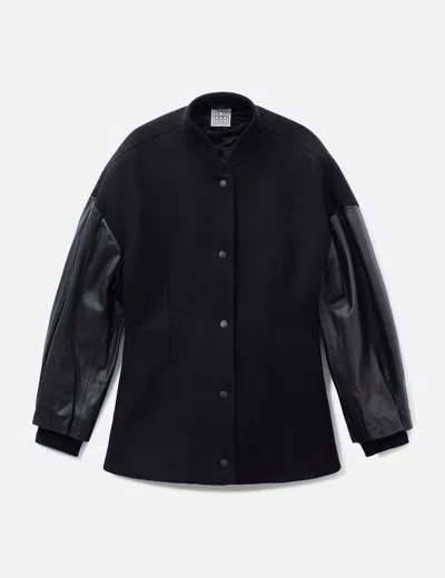 Totême Varsity Wool Jacket In Black/黑色/블랙/ブラック