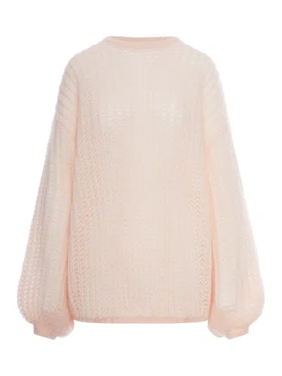 Totême Virgin Wool And Mohair Sweater With Wide Sleeves In Nude