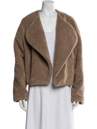 Pre-owned Totême Virgin Wool Faux Fur Jacket In Neutral