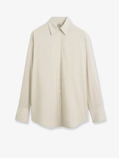 Totême Viscose And Silk Blend Shirt With Striped Pattern In Neutral