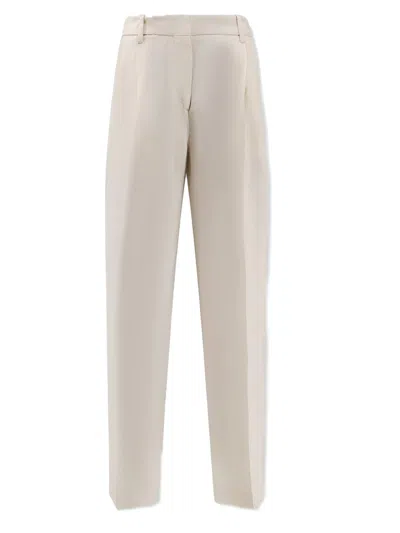 Totême Tailored Straight-leg Viscose Pants With Concealed Fastening In Neutral