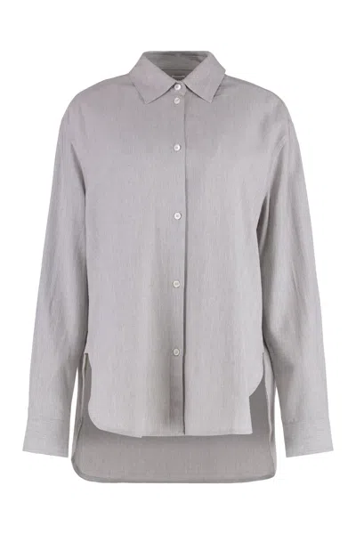 Totême Viscose Rounded Hem Shirt In Gray