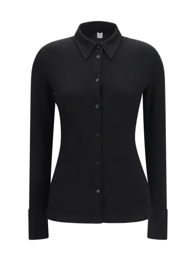 Totême Toteme Viscose With High Buttoned Cuffs Shirt In Black