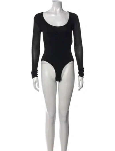 Pre-owned Totême Viveiro Scoop Neck Bodysuit In Black