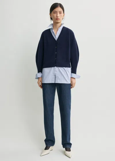 Totême V-neck Cashmere Cardigan Navy In Blue
