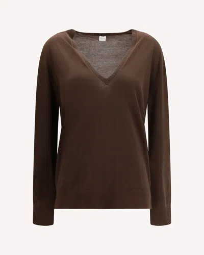 Totême V-neck Cashmere-blend Sweater In Brown