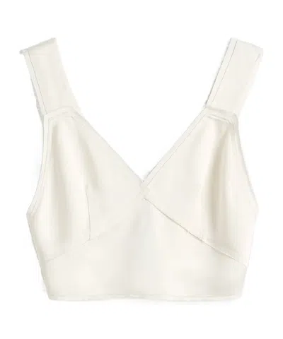 Totême V-neck Cropped Satin Top In White