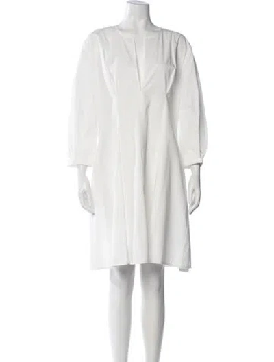 Pre-owned Totême V-neck Knee-length Dress In White