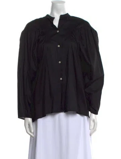 Pre-owned Totême V-neck Long Sleeve Blouse In Black