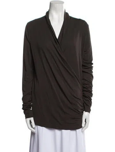 Pre-owned Totême V-neck Long Sleeve Blouse In Brown