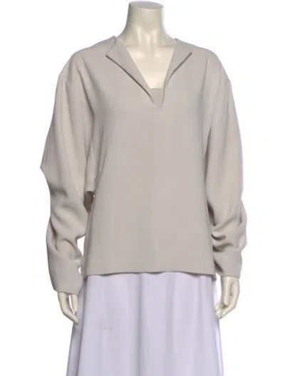 Pre-owned Totême V-neck Long Sleeve Blouse In Gray