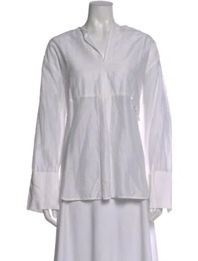 Pre-owned Totême V-neck Long Sleeve Blouse In Neutral