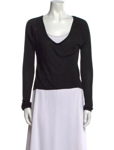 Pre-owned Totême V-neck Long Sleeve Top In Black