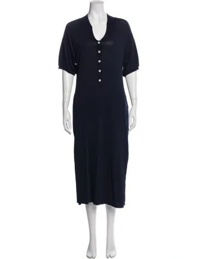 Pre-owned Totême V-neck Midi Length Dress In Blue