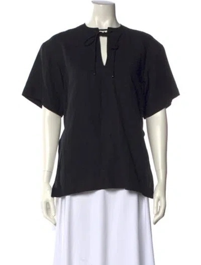 Pre-owned Totême V-neck Short Sleeve Blouse In Black