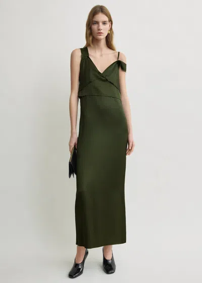 Totême V-neck Slip Dress Bottle Green