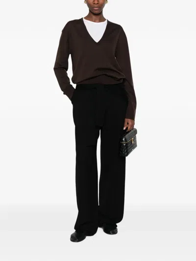 Totême V-neck Sweater In Brown