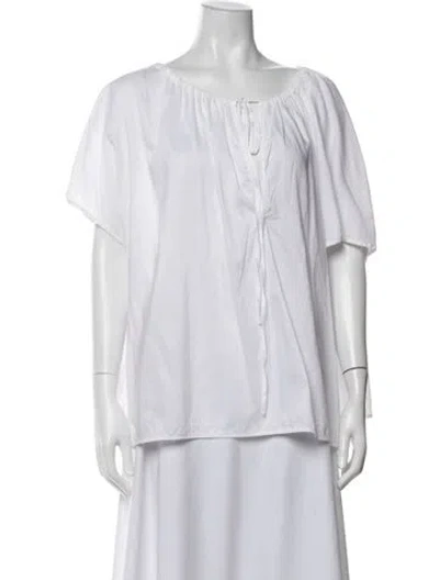 Pre-owned Totême V-neck Three-quarter Sleeve Blouse In White
