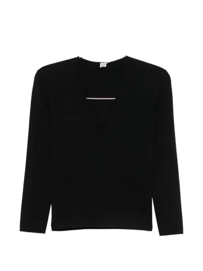 Totême Toteme V-necked Sweater In Black
