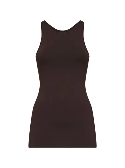 Totême Walnut Compact Knit Classic Tank Top In Brown