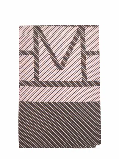 Totême Walnut Silk Centered Monogram Scarf In Pink