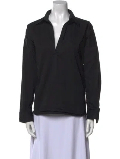 Pre-owned Totême Washed Cotton Shirt V-neck Blouse In Black