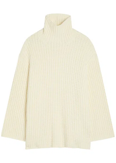 Totême Toteme Whipstitch-knit Cotton-blend Jumper In White