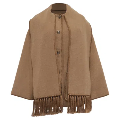 Totême Whipstitch-trim Scarf Jacket In Brown Wool