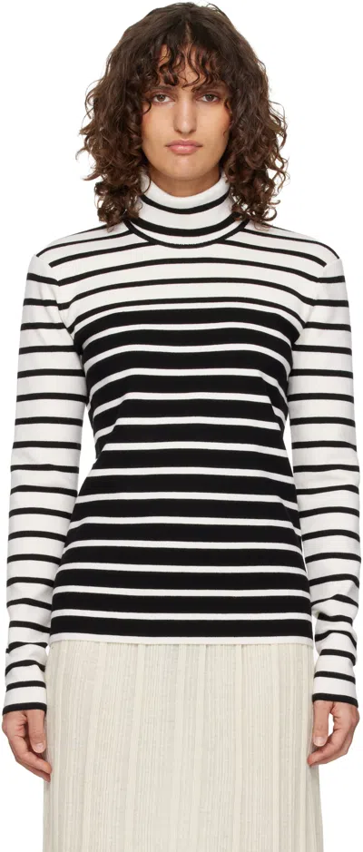 Totême White & Black Striped Turtleneck In Multi