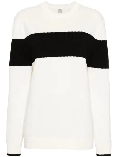 Totême Toteme White Black Cotton Polyester Tee Knit