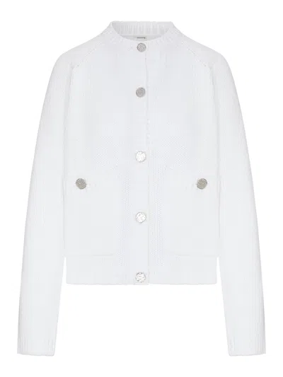 Totême White Cotton Cardigan With Hammered-effect Buttons