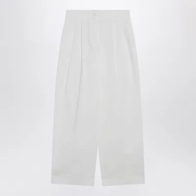 Totême Toteme White Cotton Trousers In Multi