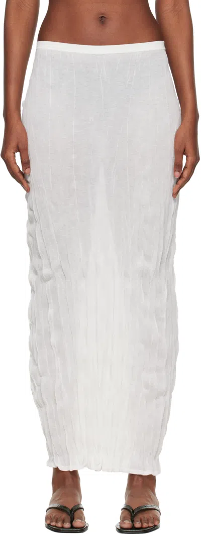 Totême Crinkled Knit Viscose Maxi Skirt In White