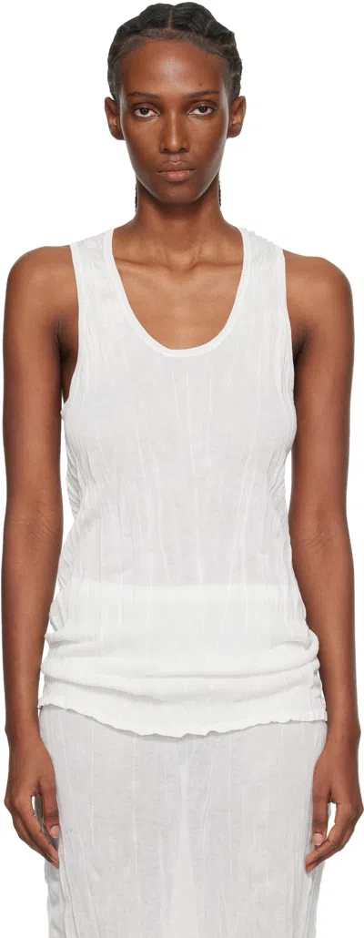Totême White Crinkled Knit Tank Top