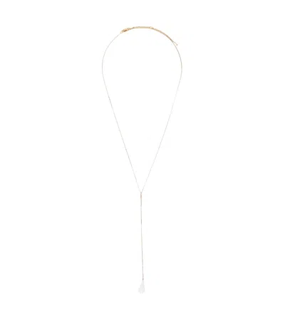 Totême White Crystal Drop Necklace In Gold